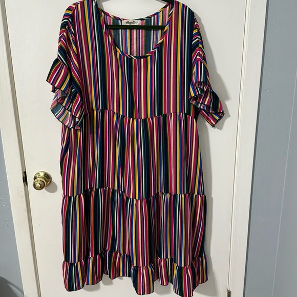 Multicolor Striped Ruffle Dress - Picture 1 of 14